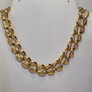 Napier Gold Tone Fancy Chain Link Necklace Collar Vintage Costume Classic Career